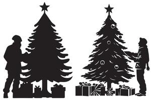Weihnachten Baum mit Geschenke Silhouette Design isoliert vektor