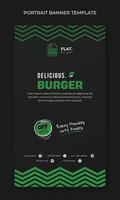 porträtt baner mall i lutning svart design med enkel grön mönster bakgrund för gata mat reklam design vektor