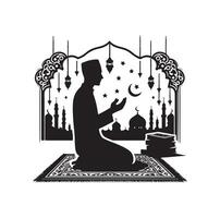 Muslim beten Silhouette. beten Symbol Illustration vektor