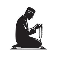 Muslim beten Silhouette. beten Symbol Illustration vektor