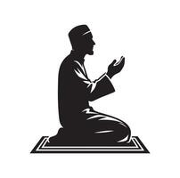 Muslim beten Silhouette. beten Symbol Illustration vektor