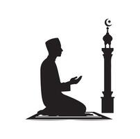 Muslim beten Silhouette. beten Symbol Illustration vektor