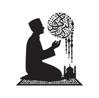 Muslim beten Silhouette. beten Symbol Illustration vektor