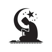 Muslim beten Silhouette. beten Symbol Illustration vektor