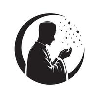 Muslim beten Silhouette. beten Symbol Illustration vektor