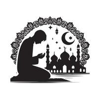 Muslim beten Silhouette. beten Symbol Illustration vektor