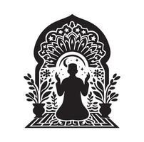 Muslim beten Silhouette. beten Symbol Illustration vektor