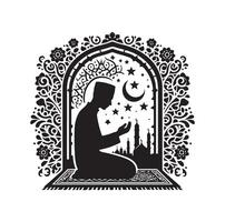 Muslim beten Silhouette. beten Symbol Illustration vektor