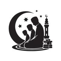 Muslim beten Silhouette. beten Symbol Illustration vektor