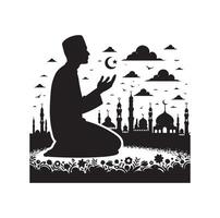 Muslim beten Silhouette. beten Symbol Illustration vektor