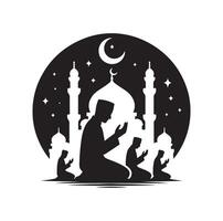 Muslim beten Silhouette. beten Symbol Illustration vektor