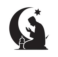 Muslim beten Silhouette. beten Symbol Illustration vektor