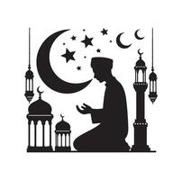 muslim bön- silhuett. bön- symbol illustration vektor