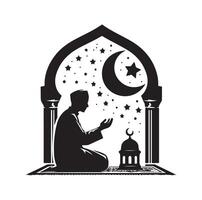 muslim bön- silhuett. bön- symbol illustration vektor