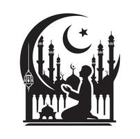 Muslim beten Silhouette. beten Symbol Illustration vektor