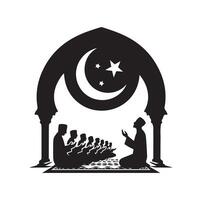 Muslim beten Silhouette. beten Symbol Illustration vektor