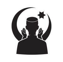 Muslim beten Silhouette. beten Symbol Illustration vektor