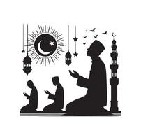 Muslim beten Silhouette. beten Symbol Illustration vektor