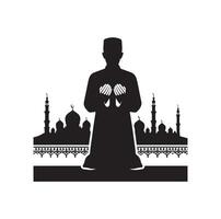 Muslim beten Silhouette. beten Symbol Illustration vektor