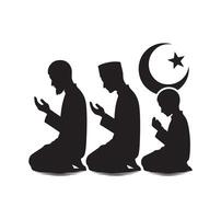 Muslim beten Silhouette. beten Symbol Illustration vektor