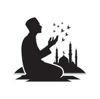 Muslim beten Silhouette. beten Symbol Illustration vektor