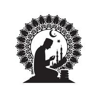 Muslim beten Silhouette. beten Symbol Illustration vektor