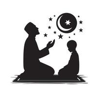 Muslim beten Silhouette. beten Symbol Illustration vektor