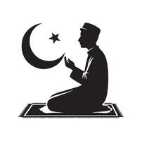 Muslim beten Silhouette. beten Symbol Illustration vektor