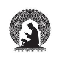 Muslim beten Silhouette. beten Symbol Illustration vektor