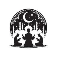 Muslim beten Silhouette. beten Symbol Illustration vektor