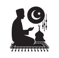 Muslim beten Silhouette. beten Symbol Illustration vektor