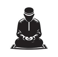 Muslim beten Silhouette. beten Symbol Illustration vektor