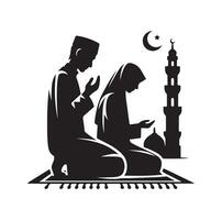 Muslim beten Silhouette. beten Symbol Illustration vektor