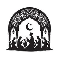 Muslim beten Silhouette. beten Symbol Illustration vektor