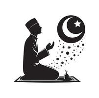 Muslim beten Silhouette. beten Symbol Illustration vektor