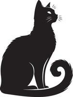 Sammanträde katt silhuett, svart Färg silhuett vektor