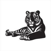Tiger Lügen runter, schwarz Farbe Silhouette vektor
