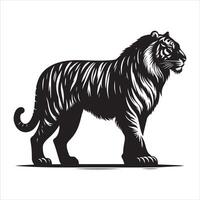 Tiger Stehen, schwarz Farbe Silhouette 6 vektor