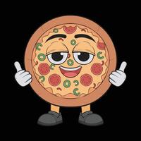 Karikatur Pizza Charakter. glücklich Pizzeria Maskottchen Charakter. vektor