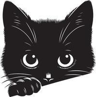 schwarz Katze spähen um Ecke , schwarz Farbe Silhouette vektor