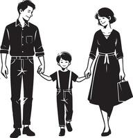 föräldrar dag ClipArt, silhuett, svart Färg silhuett vektor