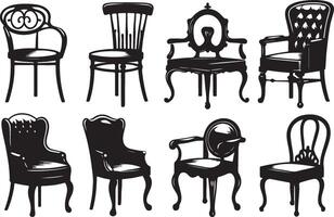 schwarz Silhouetten von anders Stuhl, schwarz Farbe Silhouette vektor