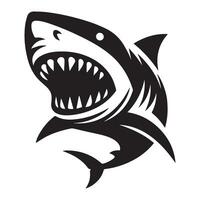 svart och vit minimalistisk arg haj vektor