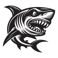 haj svart och vit av en logotyp design vektor