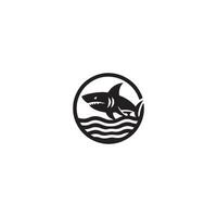 haj av svart och vit logotyp vektor