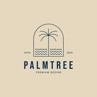 Palme Baum Linie Kunst Logo Symbol Illustration Design, mit Emblem Design minimalistisch vektor