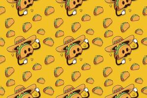 komisch Tacos mit Sambre nahtlos Muster vektor