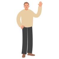 illustriert Männer Stehen mit Gruß Hand Pose Illustration. vektor