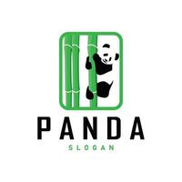 söt och enkel lat svart och vit panda djur- silhuett design mall varumärke panda Björn logotyp vektor