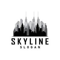 Wolkenkratzer schwarz Silhouette Design schön Stadt Horizont Logo mit hoch Gebäude Stadt Illustration zum Vorlage und branding vektor